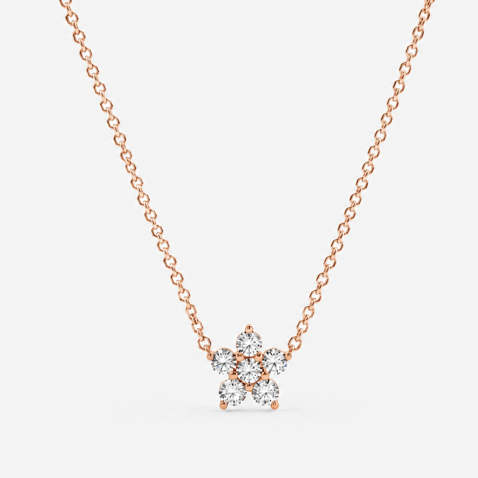 Lab Grown Diamond Round Cut Cluster Pendant 0.15 Ct. (VS-EF)