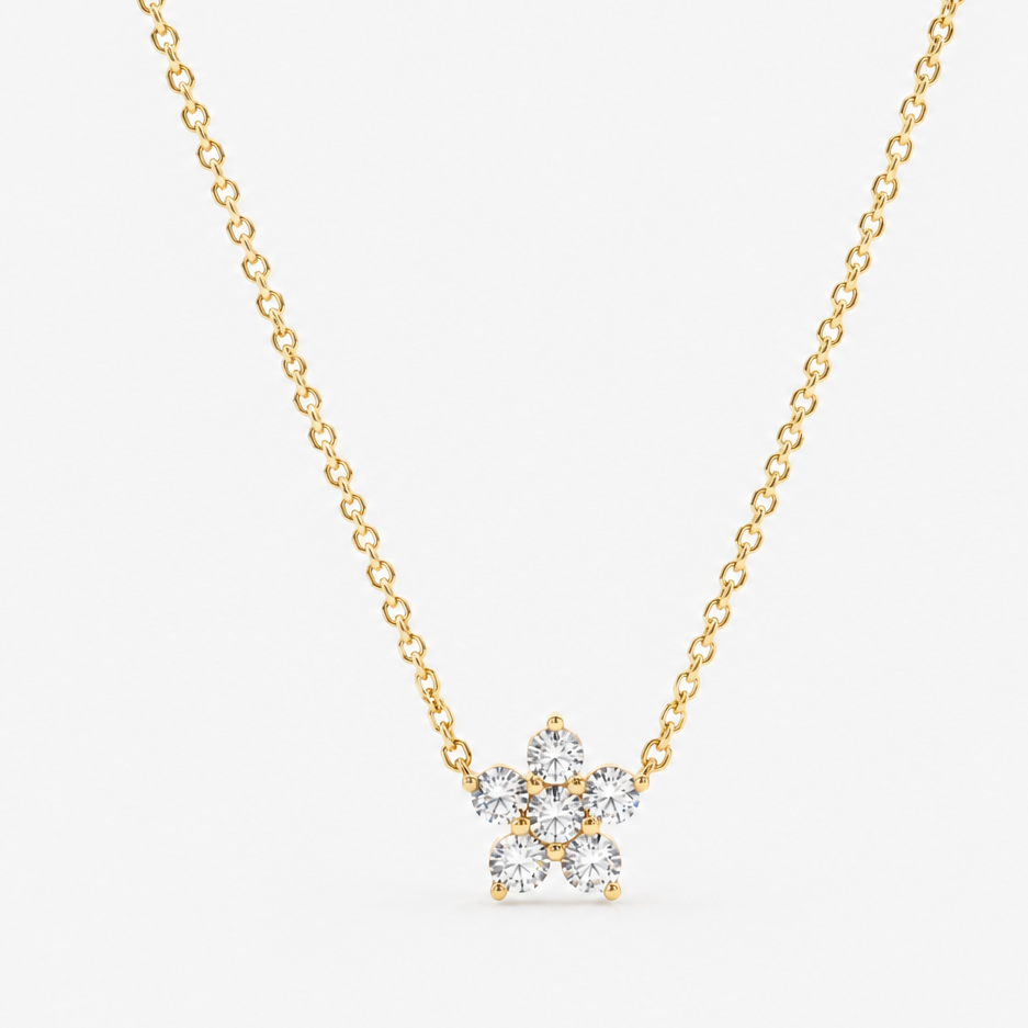 Lab Grown Diamond Round Cut Cluster Pendant 0.15 Ct. (VS-EF)