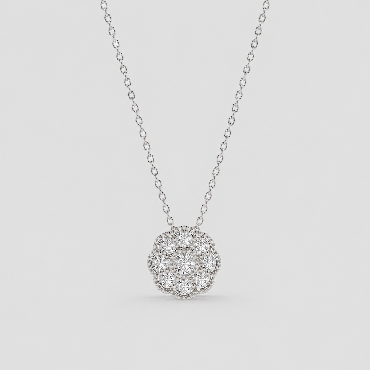 1.53 Ct. Round Lab Grown Diamond Cluster Pendant Necklace (VS-EF)