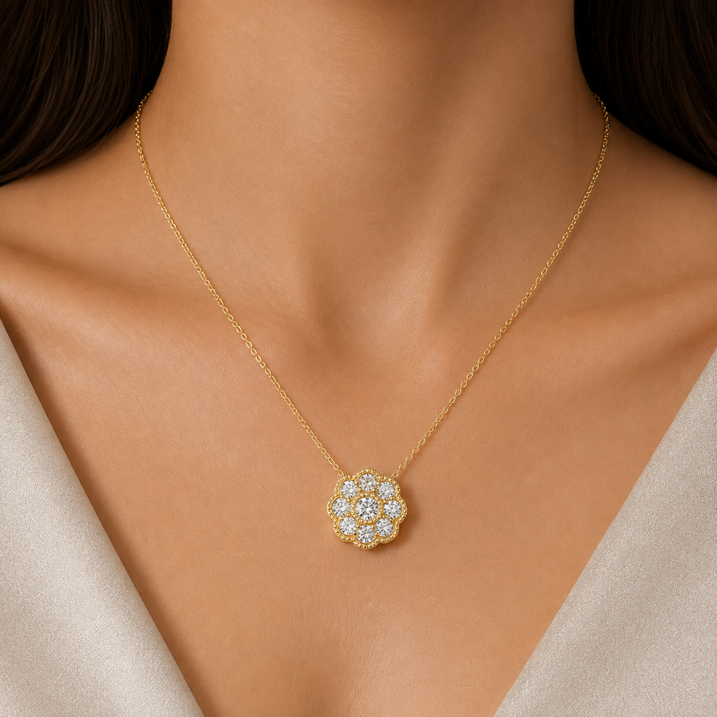 1.53 Ct. Round Lab Grown Diamond Cluster Pendant Necklace (VS-EF)
