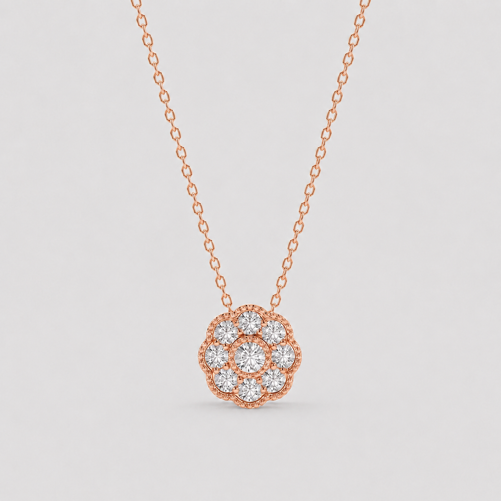 1.53 Ct. Round Lab Grown Diamond Cluster Pendant Necklace (VS-EF)