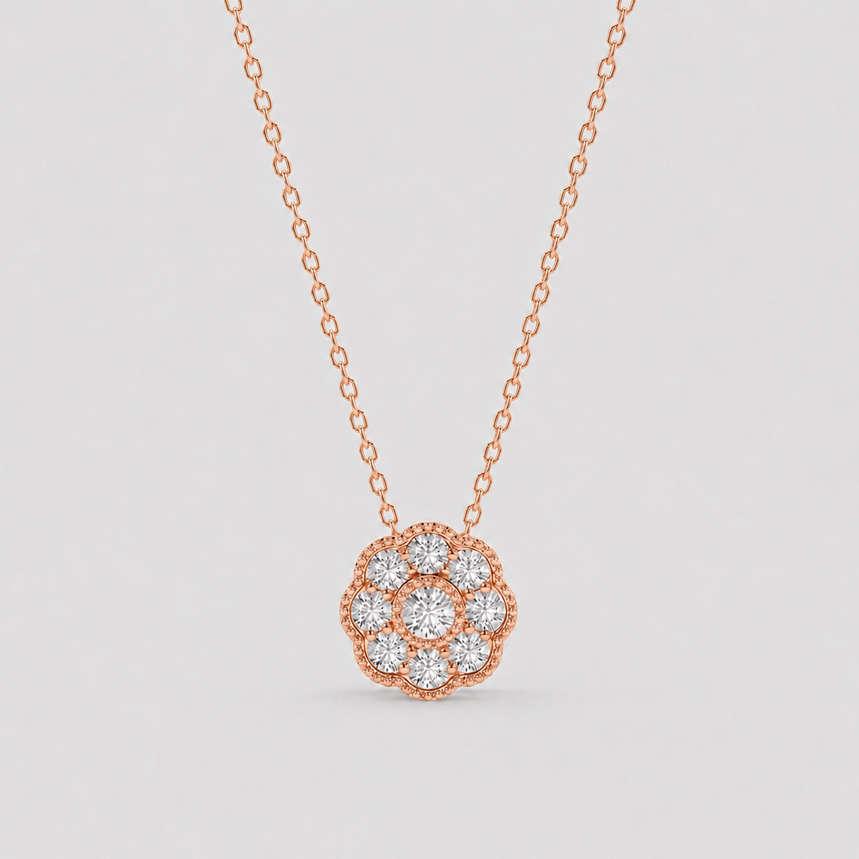 1.53 Ct. Round Lab Grown Diamond Cluster Pendant Necklace (VS-EF)