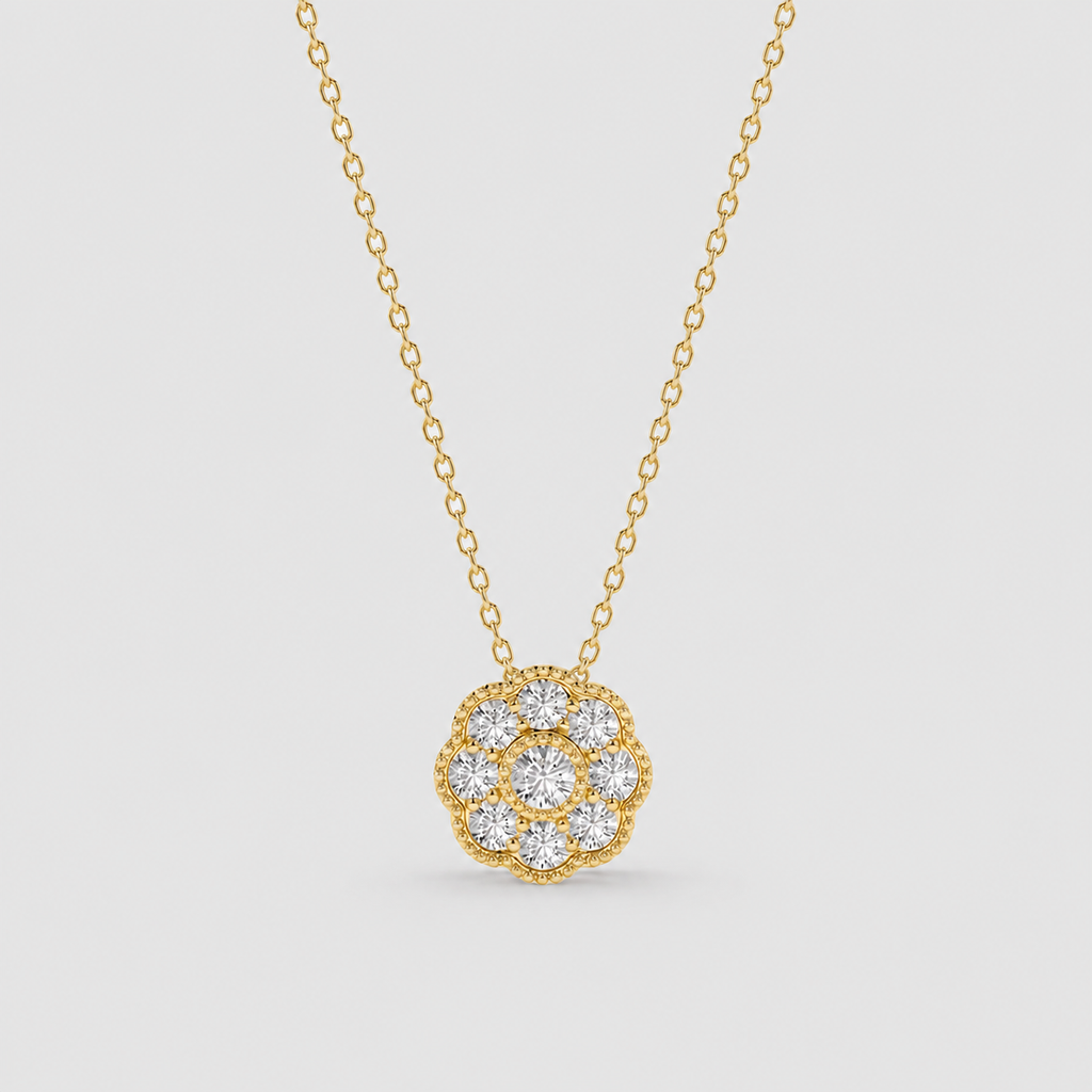 1.53 Ct. Round Lab Grown Diamond Cluster Pendant Necklace (VS-EF)
