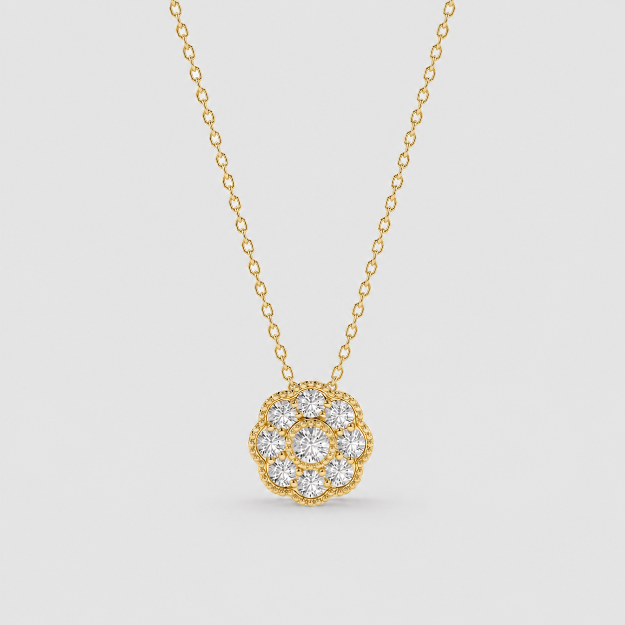 1.53 Ct. Round Lab Grown Diamond Cluster Pendant Necklace (VS-EF)