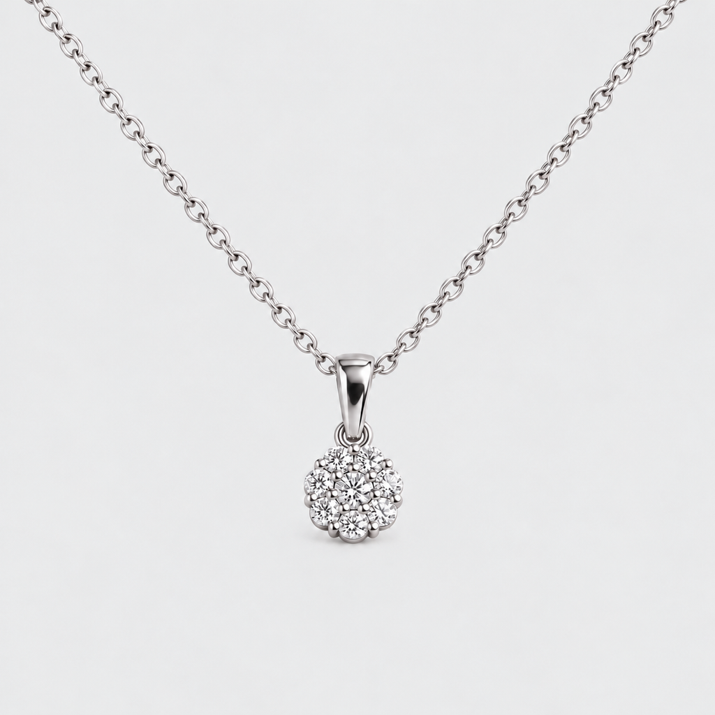 Lab Grown Diamond Cluster Pendant Necklace 0.25 Ct. (EF/VVS-VS)