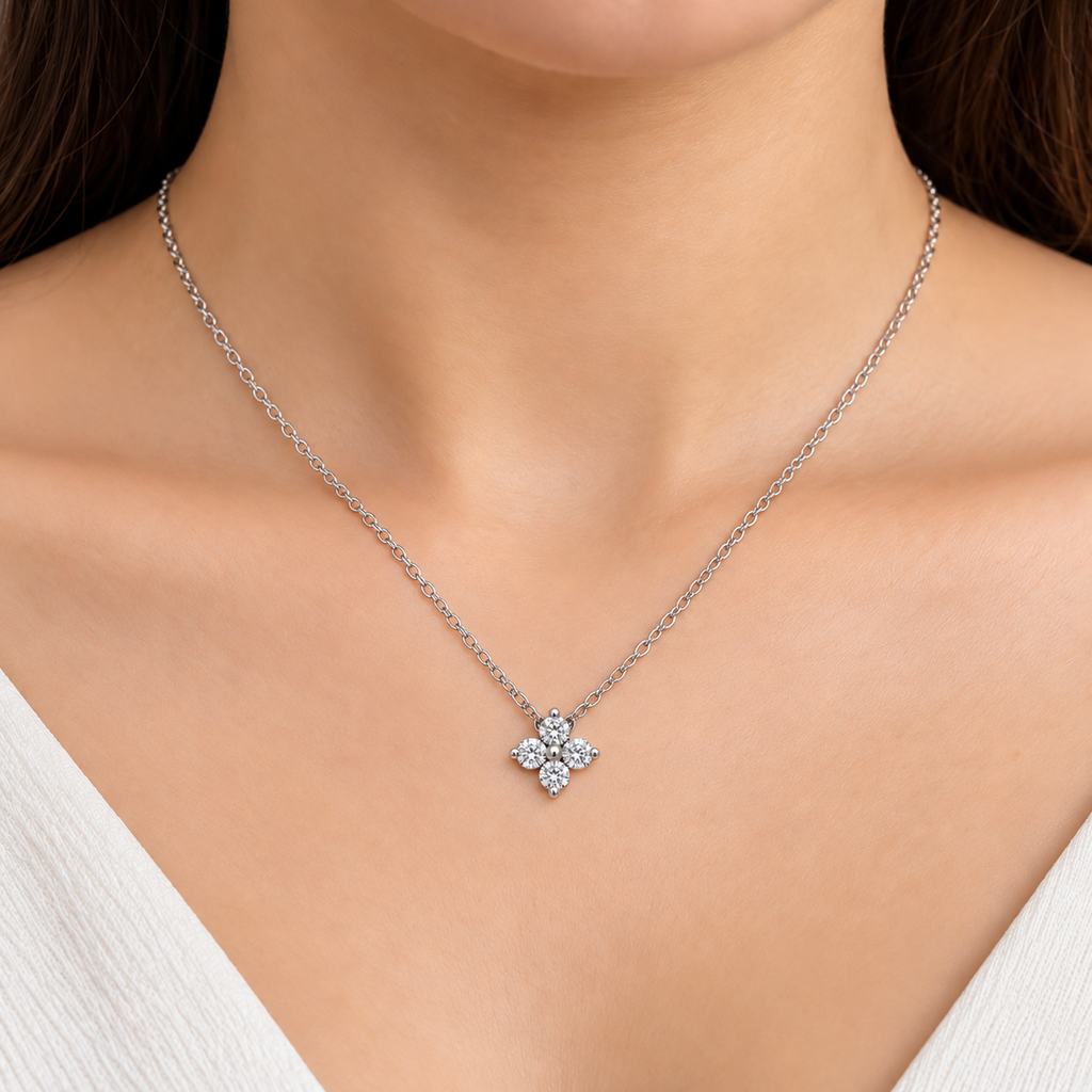 Lab Grown Diamond Cluster Pendant Necklace 0.32 Ct. (EF/VVS-VS)