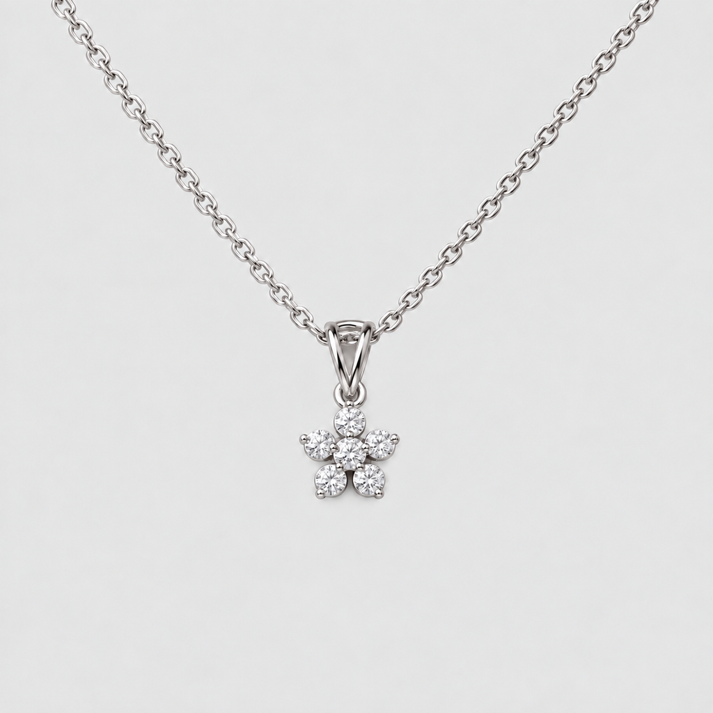 Lab Grown Diamond Cluster Pendant Necklace 0.25 Ct. (EF/VVS-VS)