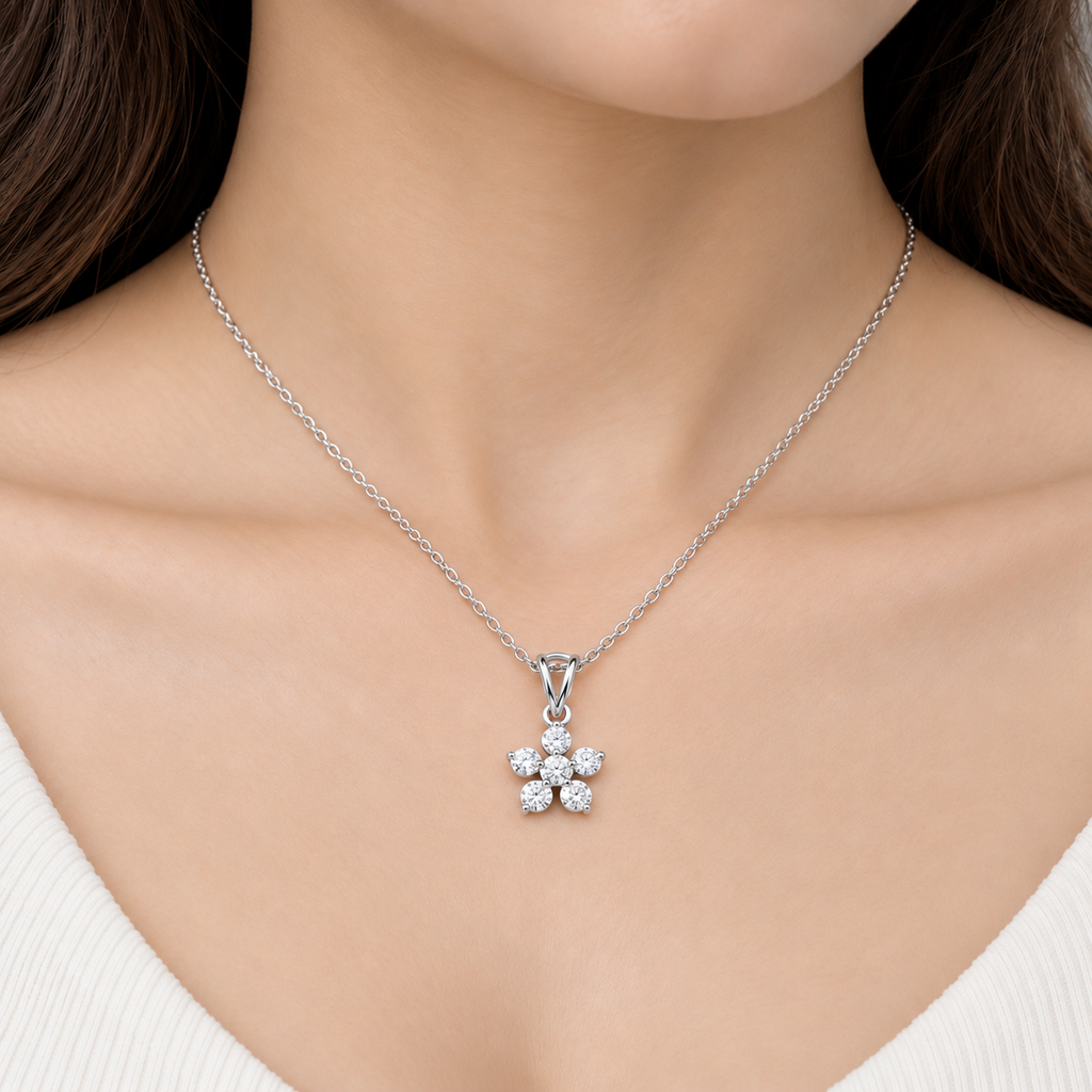Lab Grown Diamond Cluster Pendant Necklace 0.25 Ct. (EF/VVS-VS)