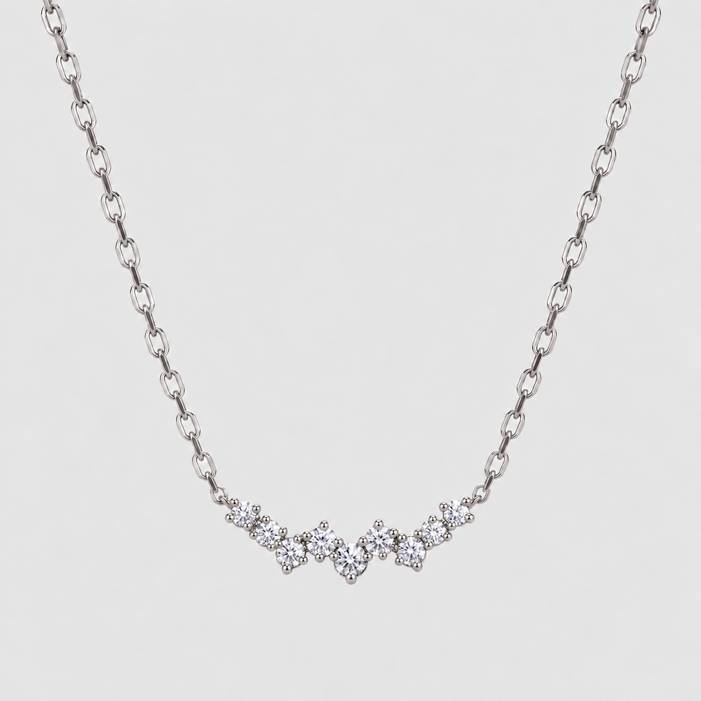 Lab Grown Diamond Round Cluster Pendant Necklace 0.12 Ct. (EF/VVS-VS)