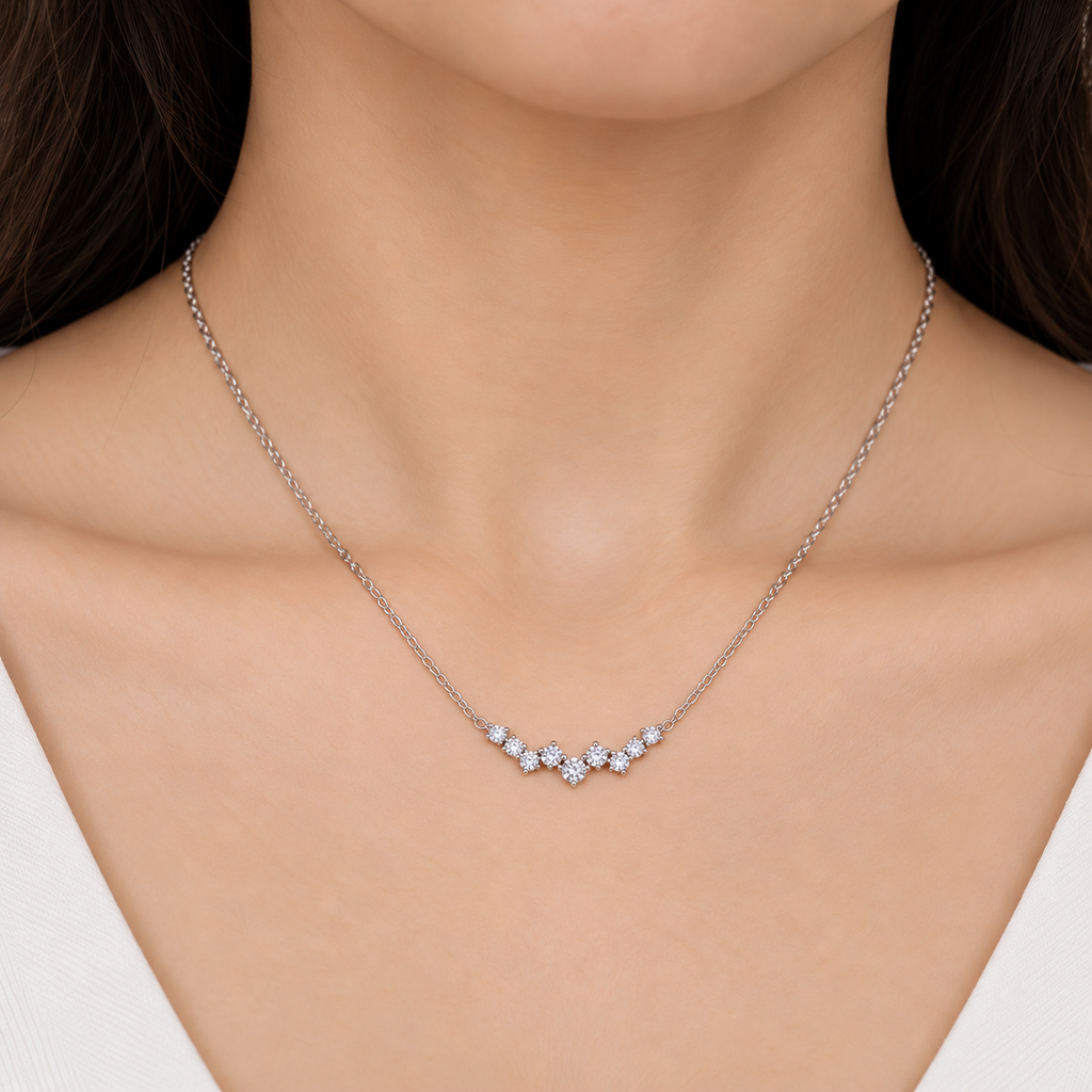 Lab Grown Diamond Round Cluster Pendant Necklace 0.12 Ct. (EF/VVS-VS)