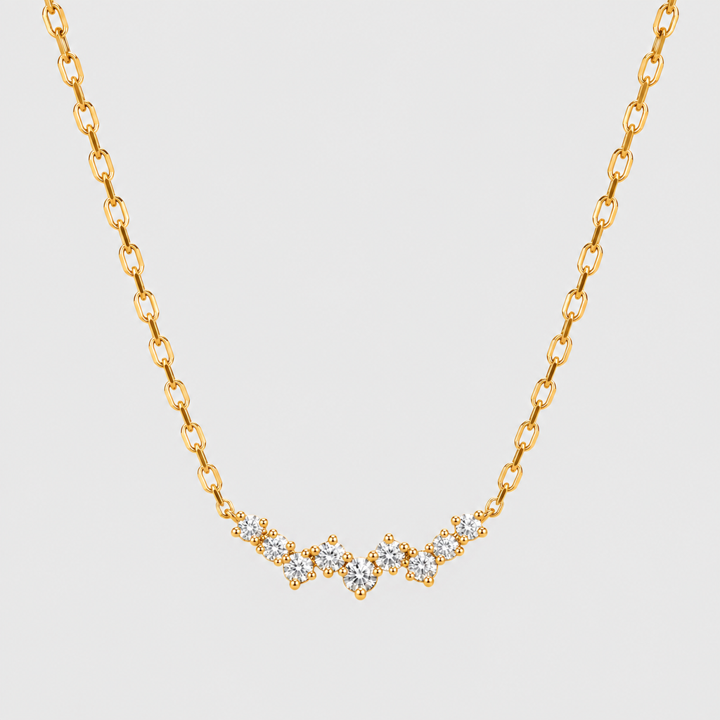 Lab Grown Diamond Round Cluster Pendant Necklace 0.12 Ct. (EF/VVS-VS)