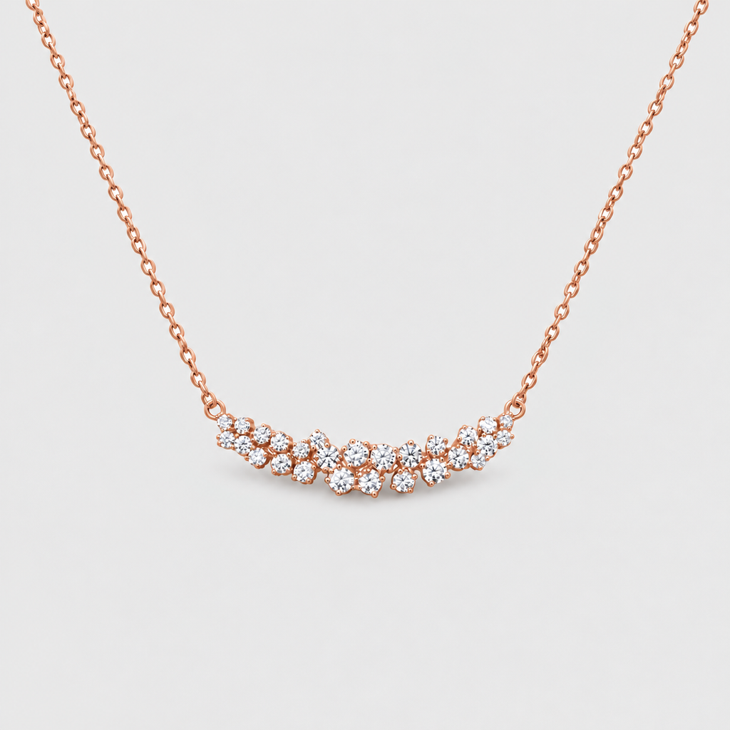 Rose gold cluster diamond pendant necklace for women