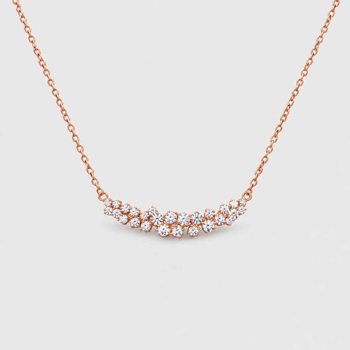 Rose gold cluster diamond pendant necklace for women