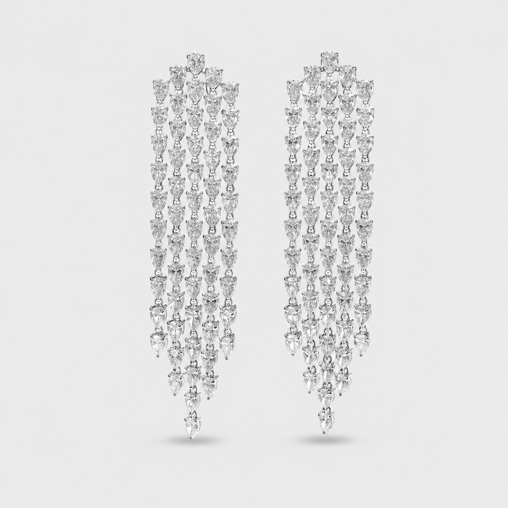 3 Ct. Pear Cut Lab Grown Diamond Dangle Earrings (VS-EF)