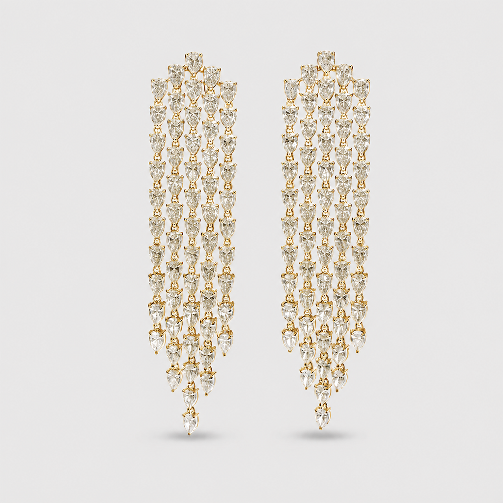 3 Ct. Pear Cut Lab Grown Diamond Dangle Earrings (VS-EF)
