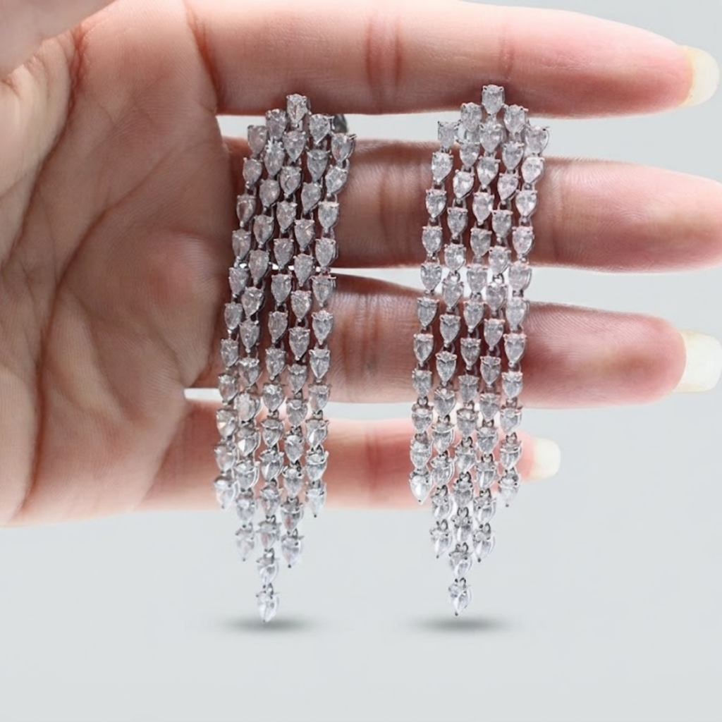 3 Ct. Pear Cut Lab Grown Diamond Dangle Earrings (VS-EF)