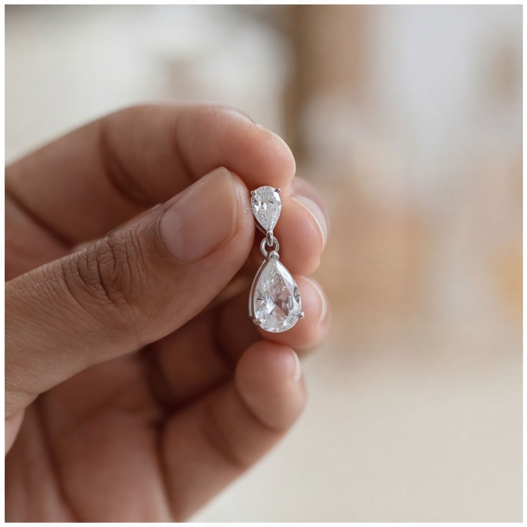 3 Ct. Pear Cut Lab Grown Diamond Drop Dangle Earrings (VS-EF)