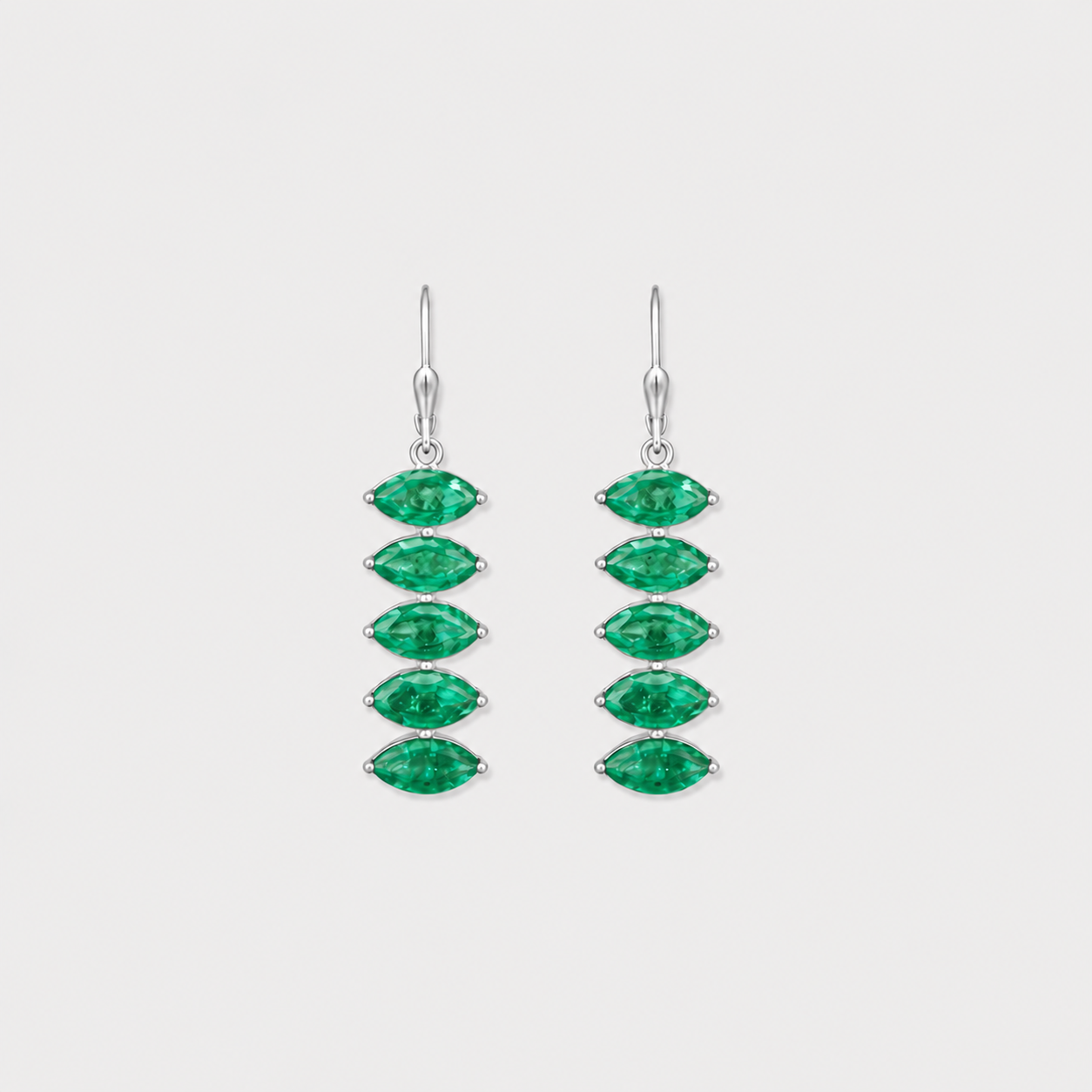 2 Ct. Marquise Cut Emerald Drop Dangle Earrings