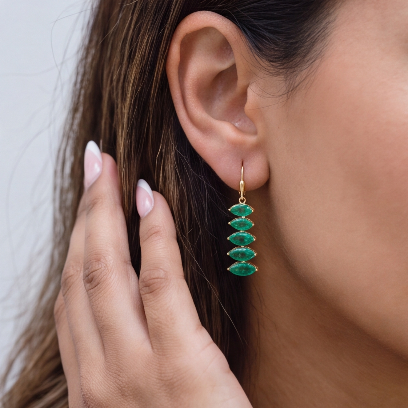 2 Ct. Marquise Cut Emerald Drop Dangle Earrings