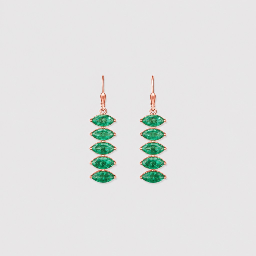 2 Ct. Marquise Cut Emerald Drop Dangle Earrings