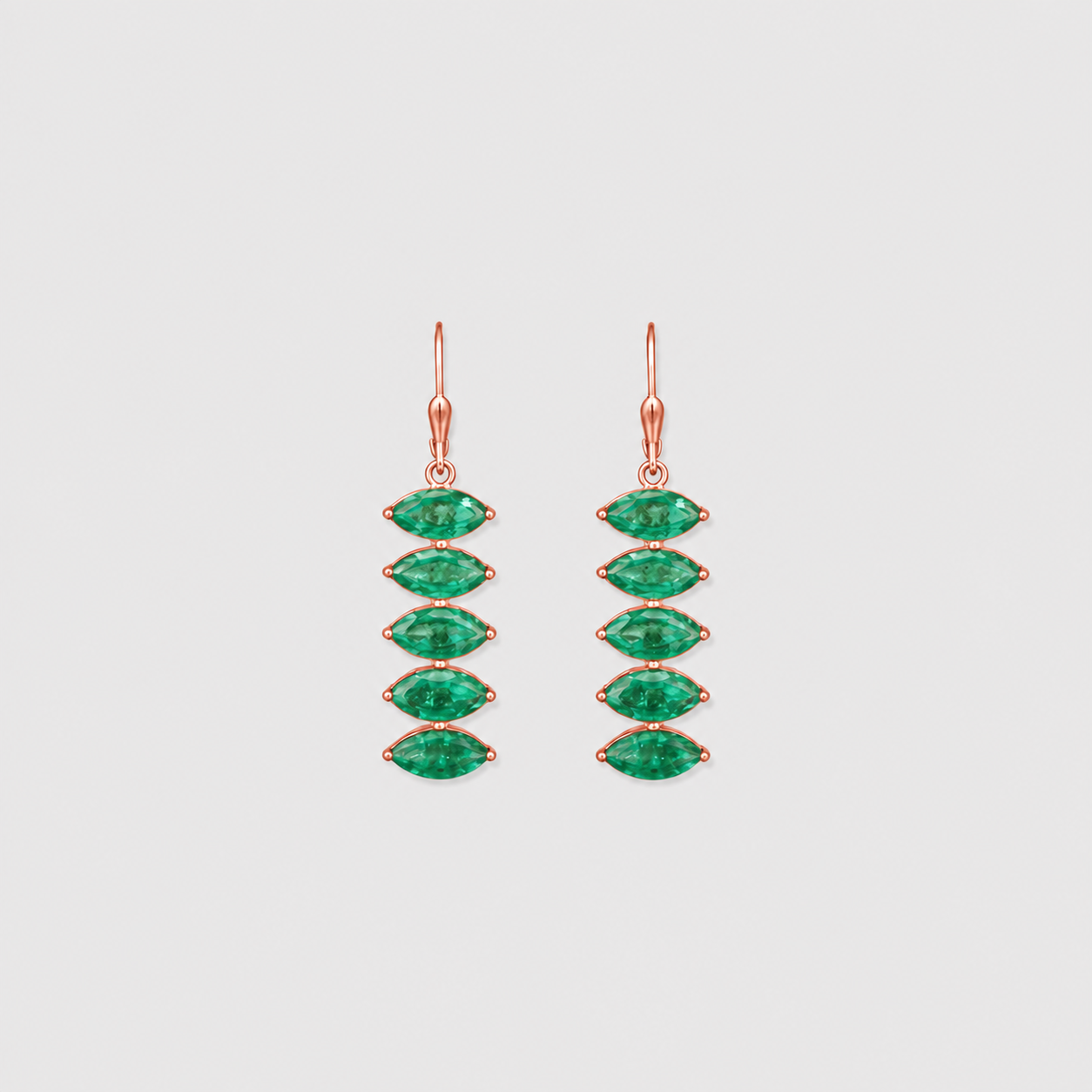 2 Ct. Marquise Cut Emerald Drop Dangle Earrings