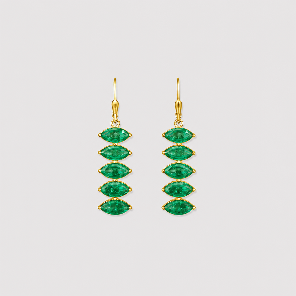 2 Ct. Marquise Cut Emerald Drop Dangle Earrings