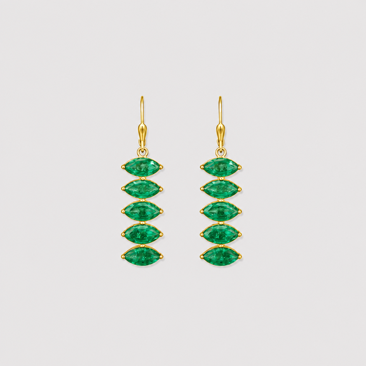 2 Ct. Marquise Cut Emerald Drop Dangle Earrings
