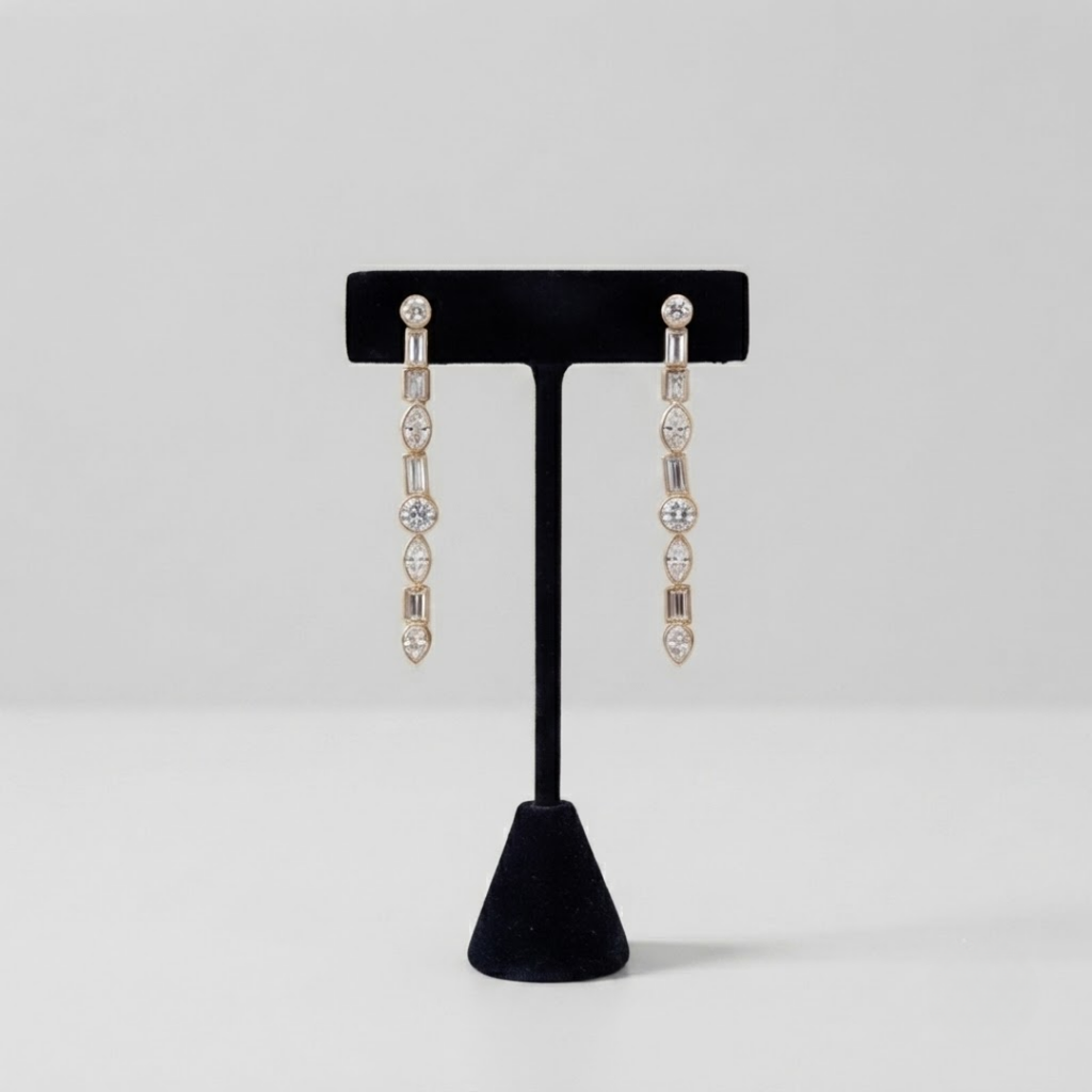 1 Ct. Lab Grown Diamond Multi Cut Dangle Earrings (VS-EF)