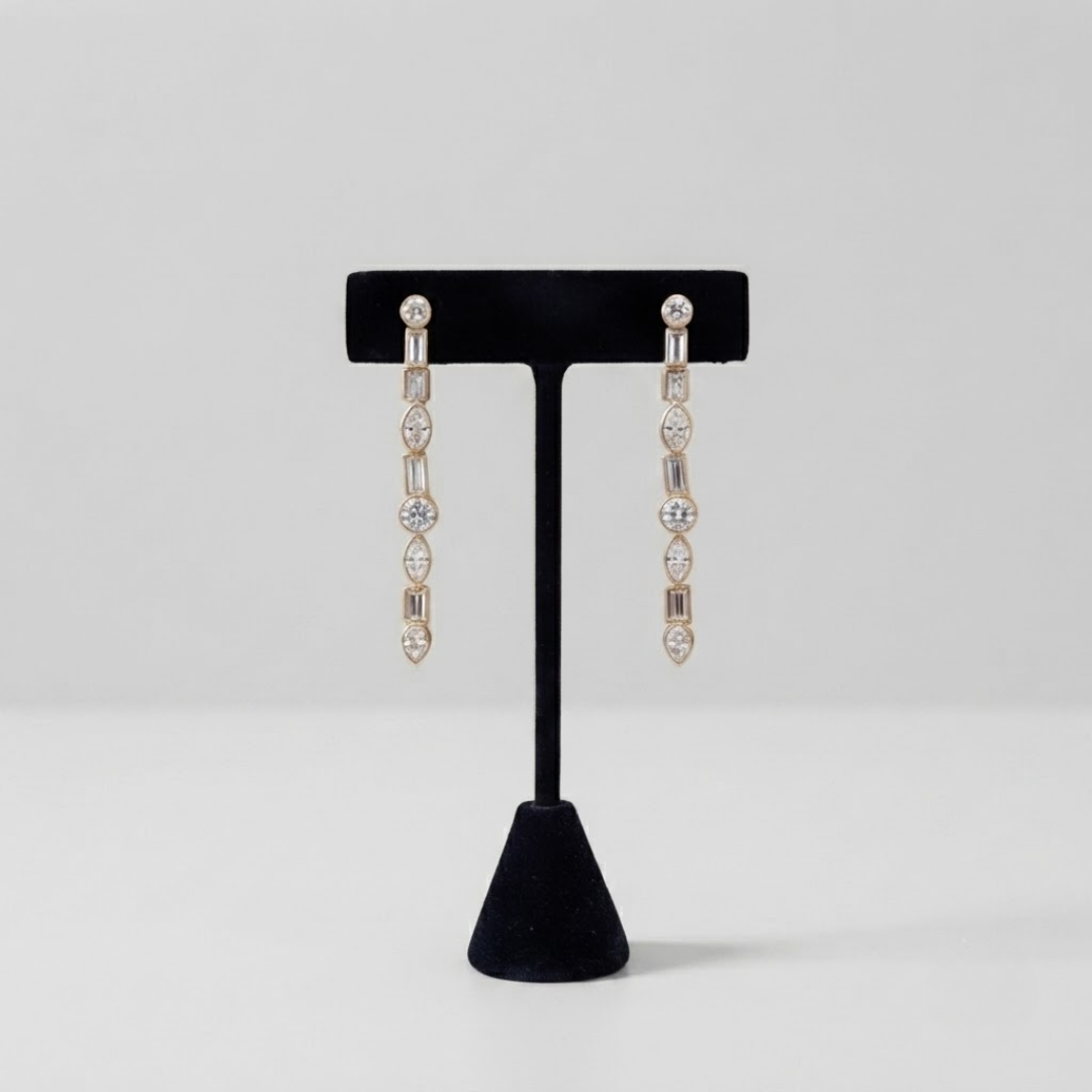 1 Ct. Lab Grown Diamond Multi Cut Dangle Earrings (VS-EF)