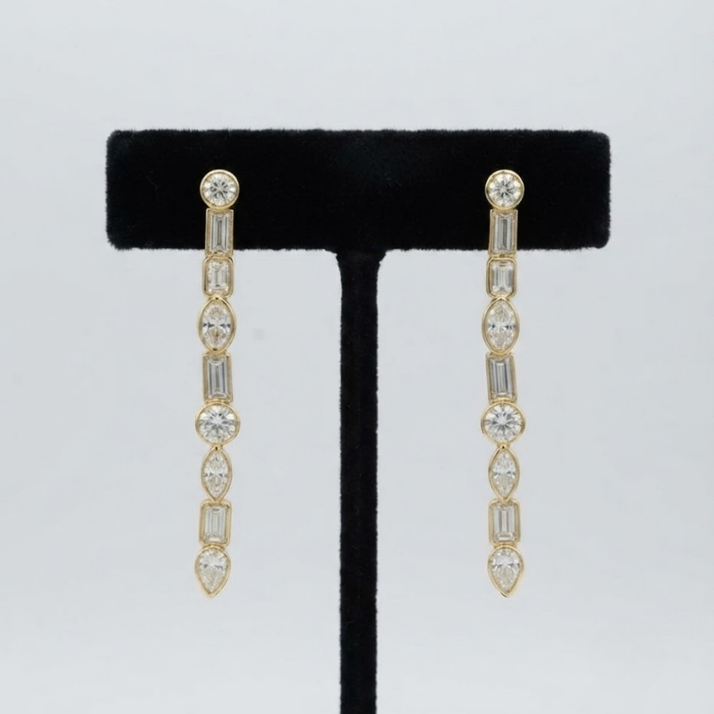 1 Ct. Lab Grown Diamond Multi Cut Dangle Earrings (VS-EF)