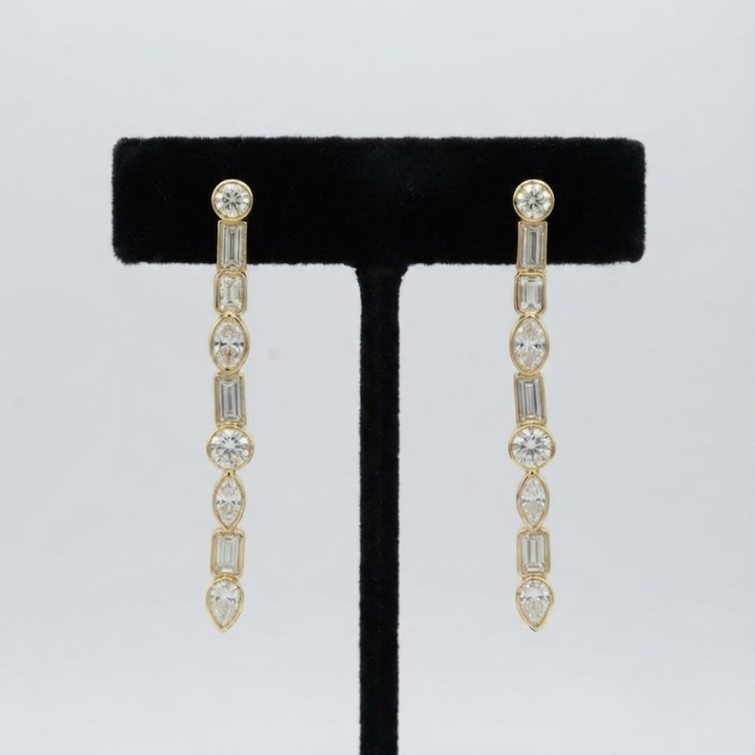 1 Ct. Lab Grown Diamond Multi Cut Dangle Earrings (VS-EF)