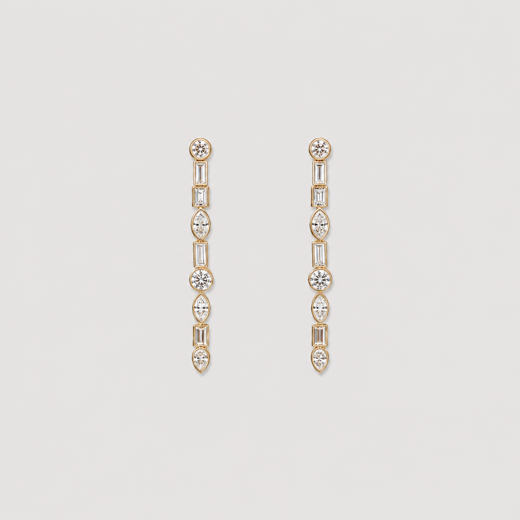 1 Ct. Lab Grown Diamond Multi Cut Dangle Earrings (VS-EF)