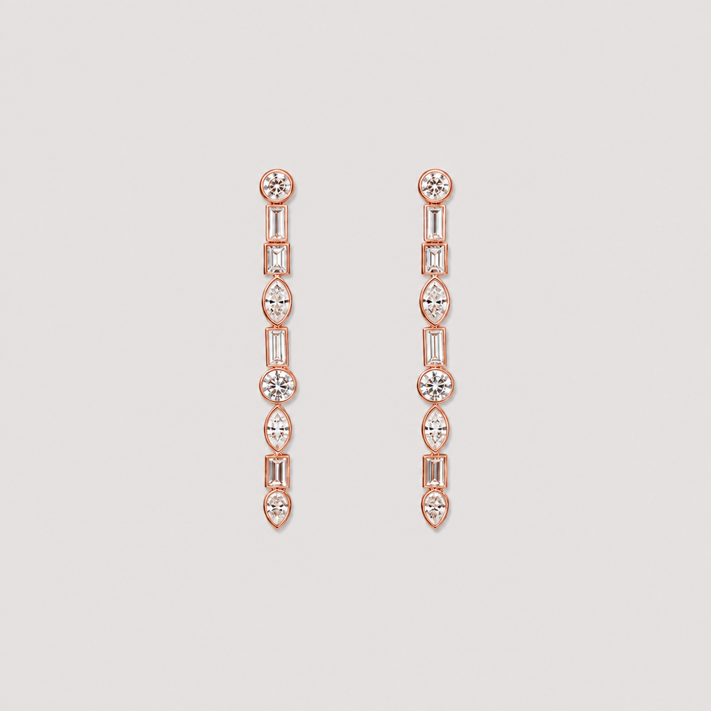 1 Ct. Lab Grown Diamond Multi Cut Dangle Earrings (VS-EF)