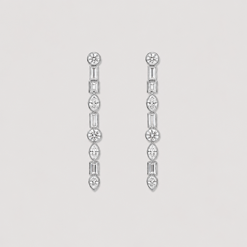1 Ct. Lab Grown Diamond Multi Cut Dangle Earrings (VS-EF)