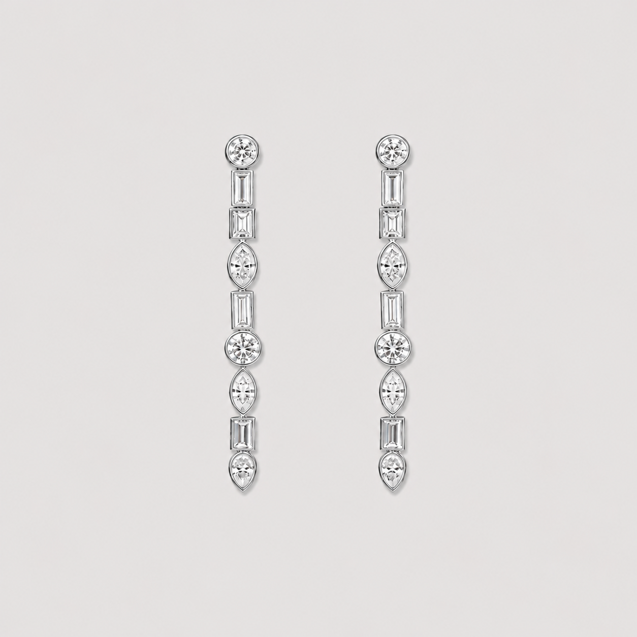 1 Ct. Lab Grown Diamond Multi Cut Dangle Earrings (VS-EF)