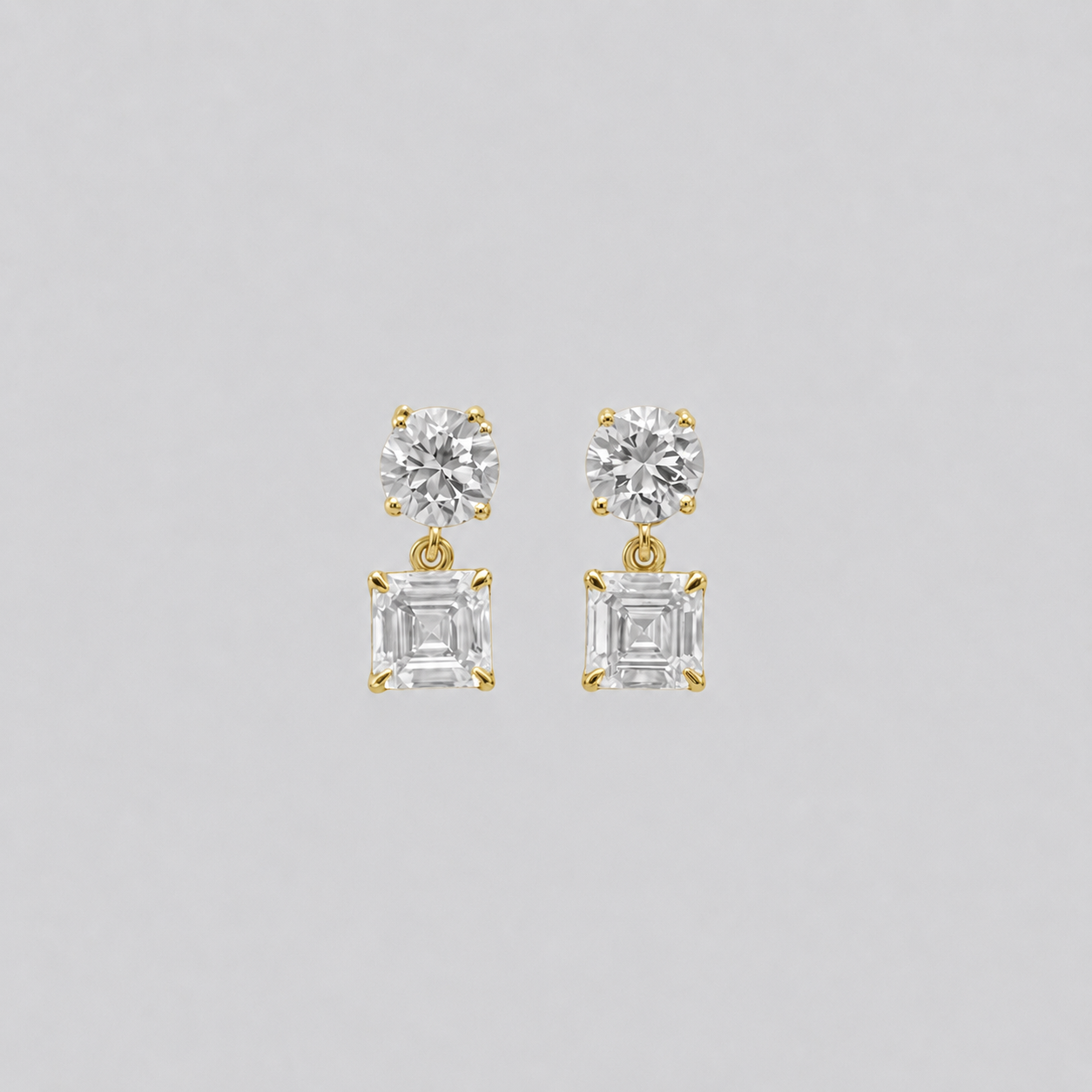 7 Ct. Round & Asscher Cut Lab Grown Diamond Dangle Earrings (EF-VS)