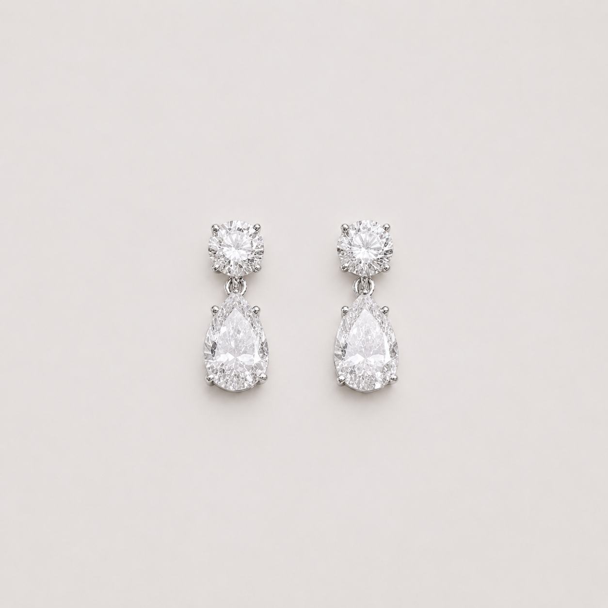 6 Ct. Round & Pear Cut Lab Grown Diamond Dangle Earrings (VS-EF)
