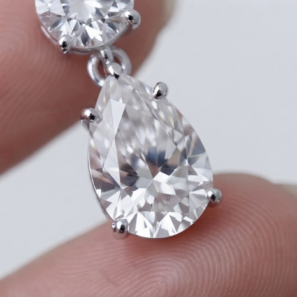 6 Ct. Round & Pear Cut Lab Grown Diamond Dangle Earrings (VS-EF)