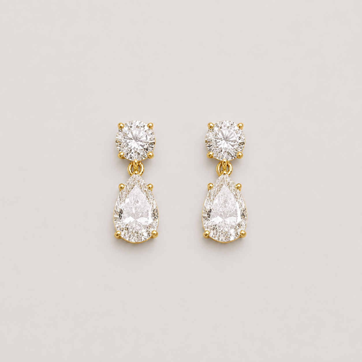 6 Ct. Round & Pear Cut Lab Grown Diamond Dangle Earrings (VS-EF)