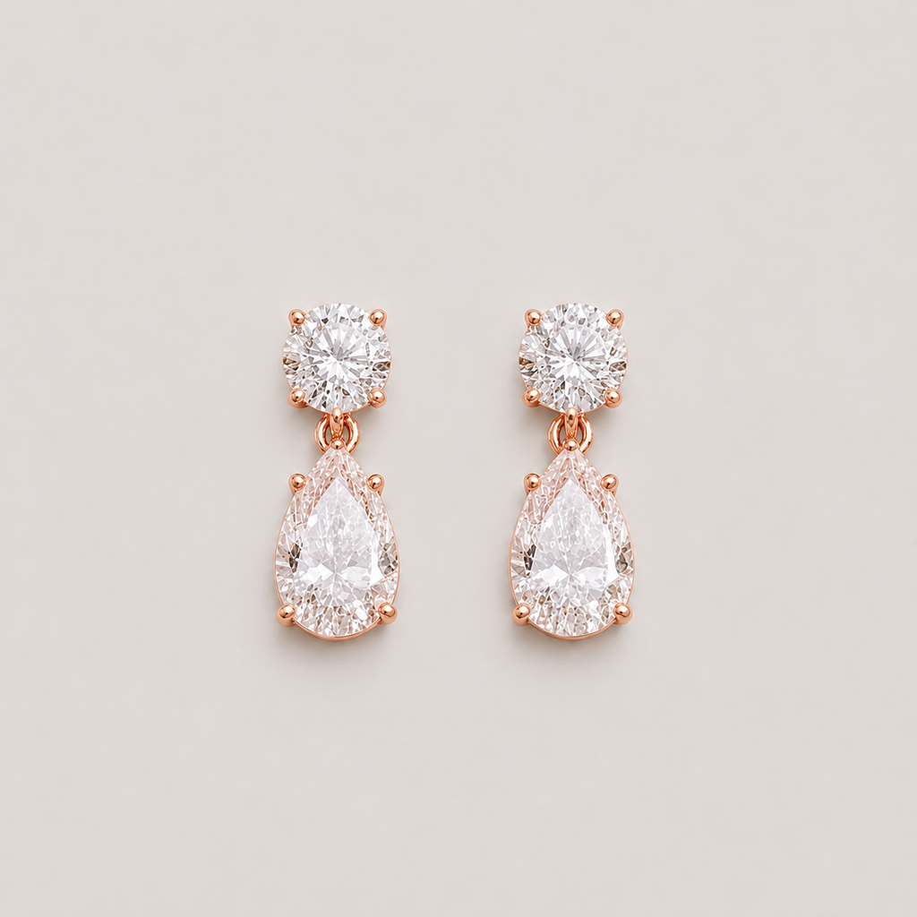 6 Ct. Round & Pear Cut Lab Grown Diamond Dangle Earrings (VS-EF)