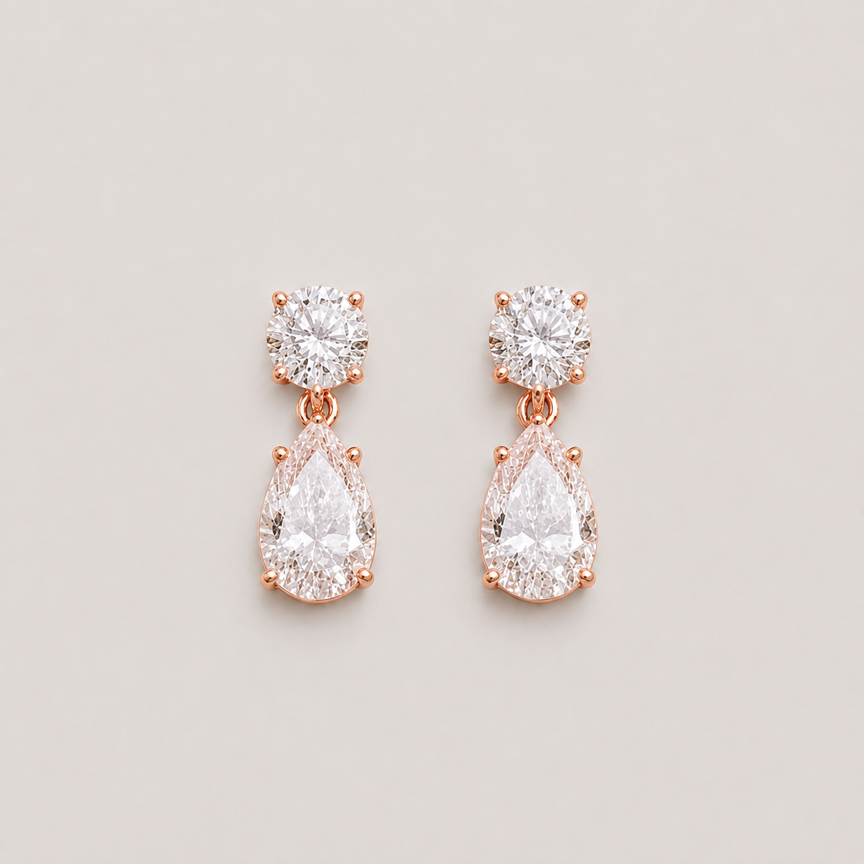 6 Ct. Round & Pear Cut Lab Grown Diamond Dangle Earrings (VS-EF)