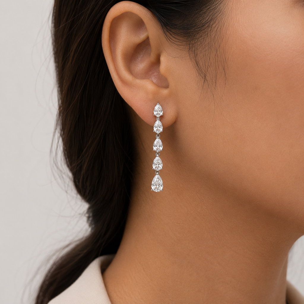 4 Ct. Lab Grown Diamond Pear Cut Dangle Earrings (VS-EF)