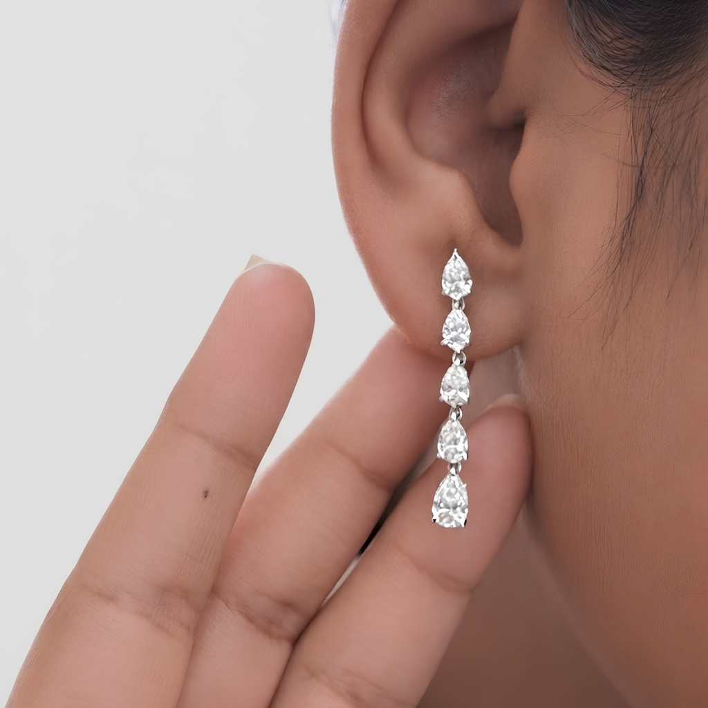 4 Ct. Lab Grown Diamond Pear Cut Dangle Earrings (VS-EF)