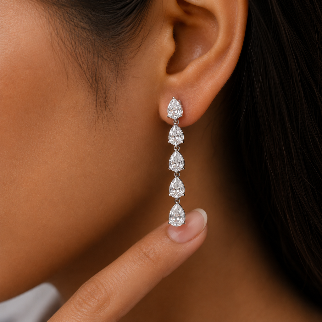 4 Ct. Lab Grown Diamond Pear Cut Dangle Earrings (VS-EF)