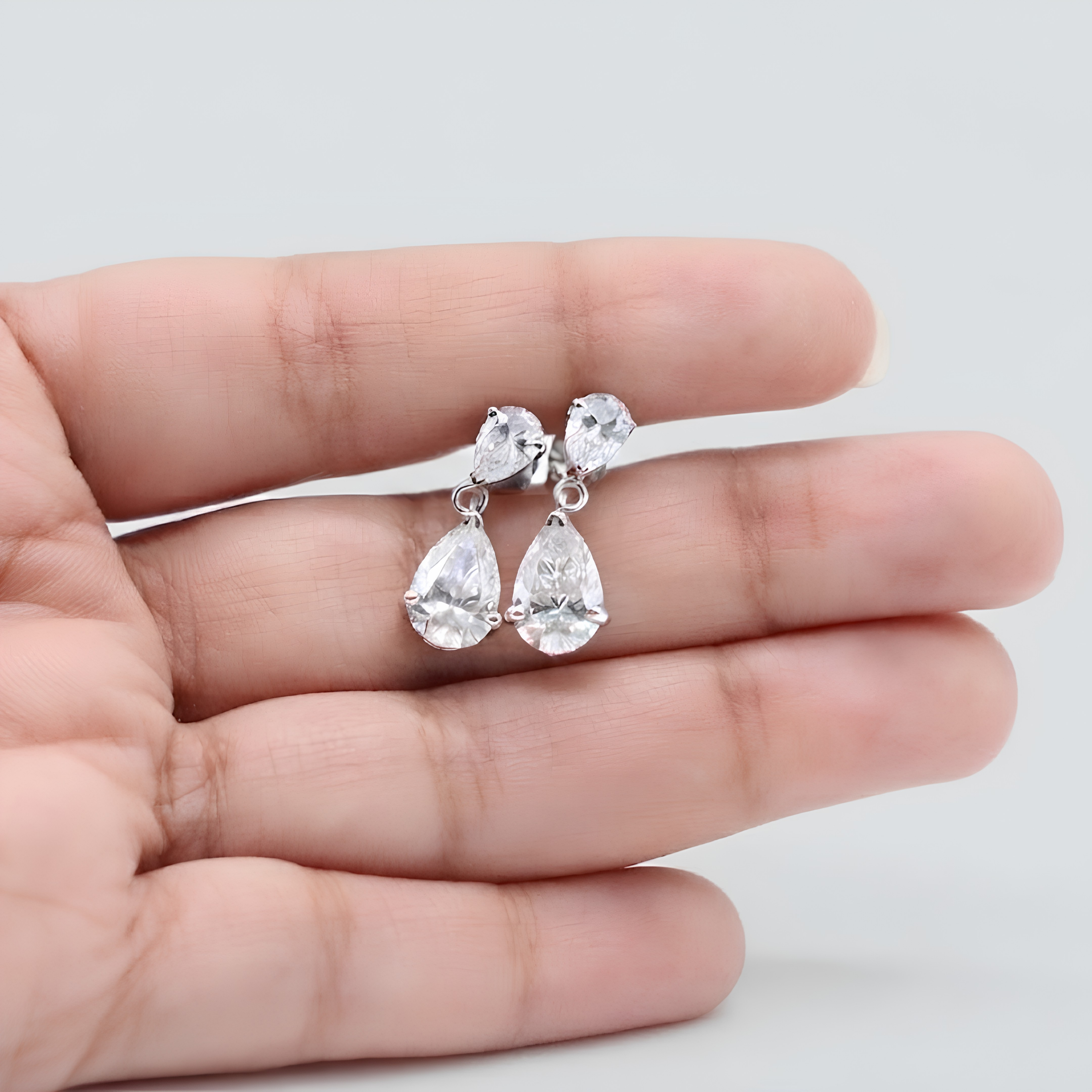 3 Ct. Lab Grown Diamond Pear Cut Drop Dangle Earrings (VS-EF)