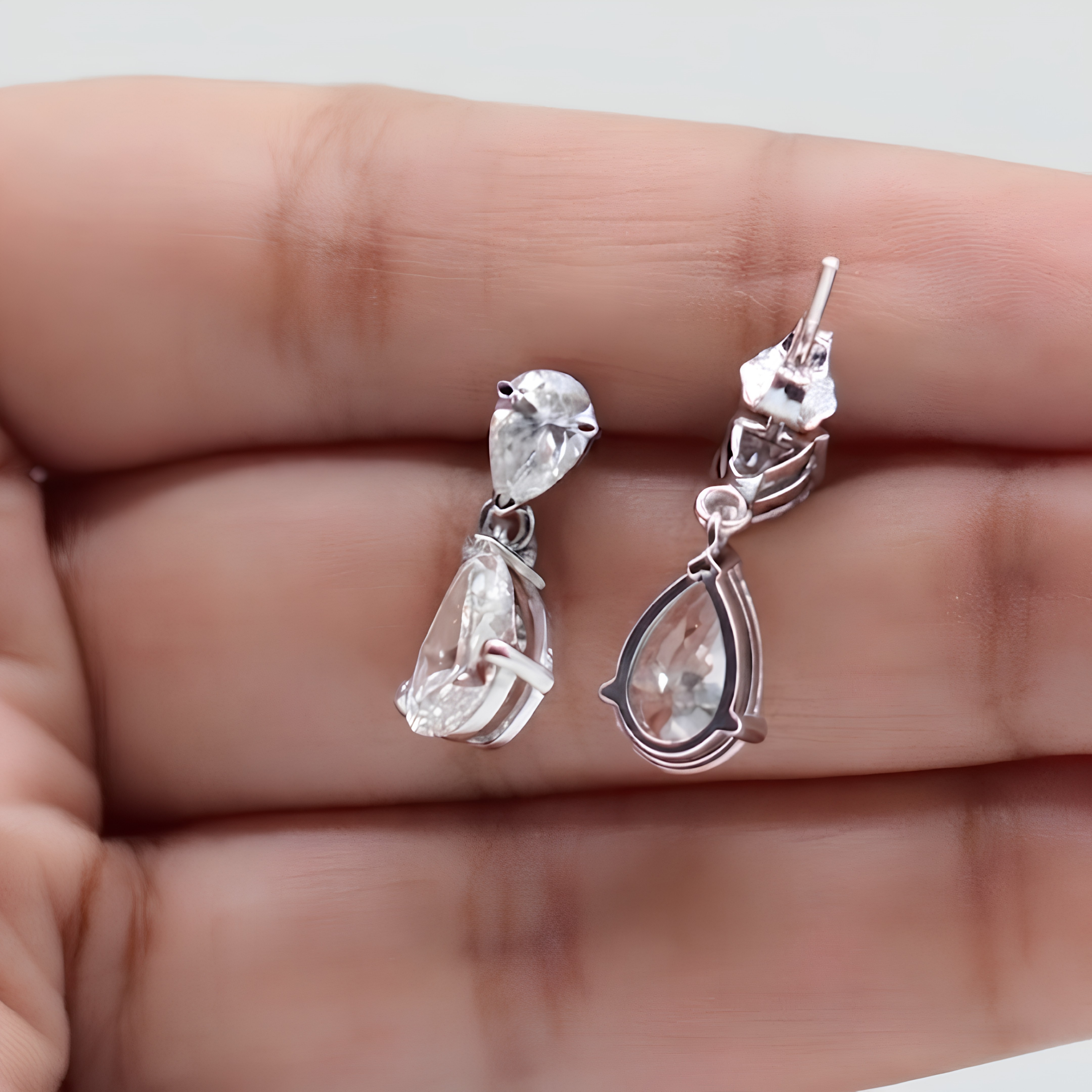3 Ct. Lab Grown Diamond Pear Cut Drop Dangle Earrings (VS-EF)