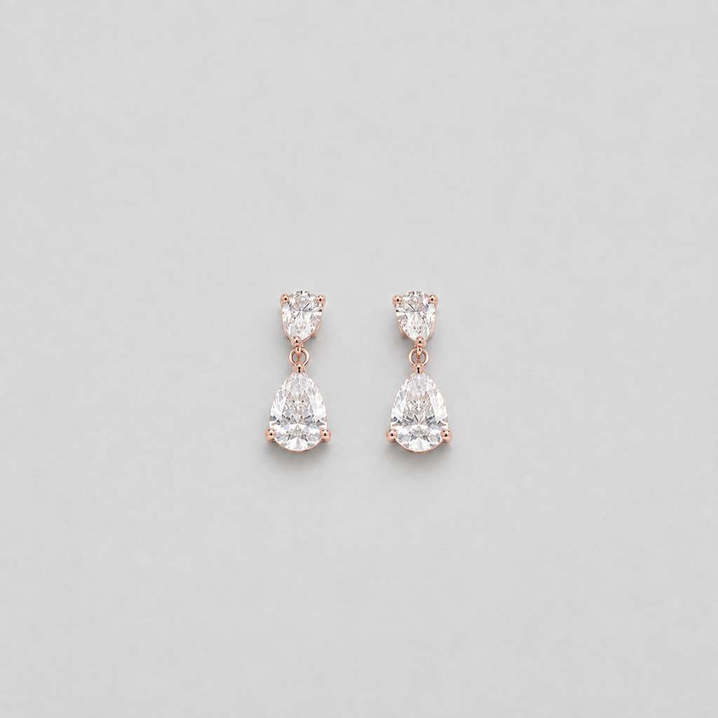 3 Ct. Lab Grown Diamond Pear Cut Drop Dangle Earrings (VS-EF)