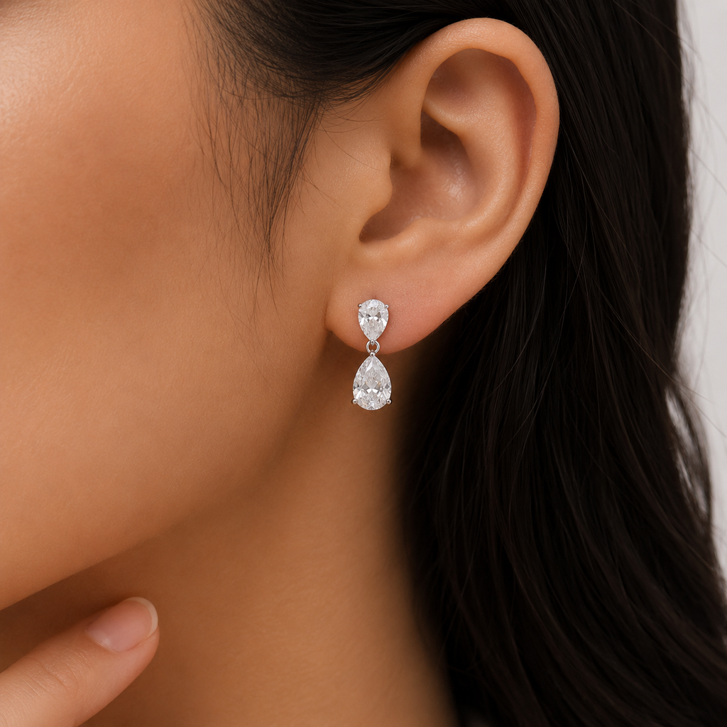 3 Ct. Lab Grown Diamond Pear Cut Drop Dangle Earrings (VS-EF)