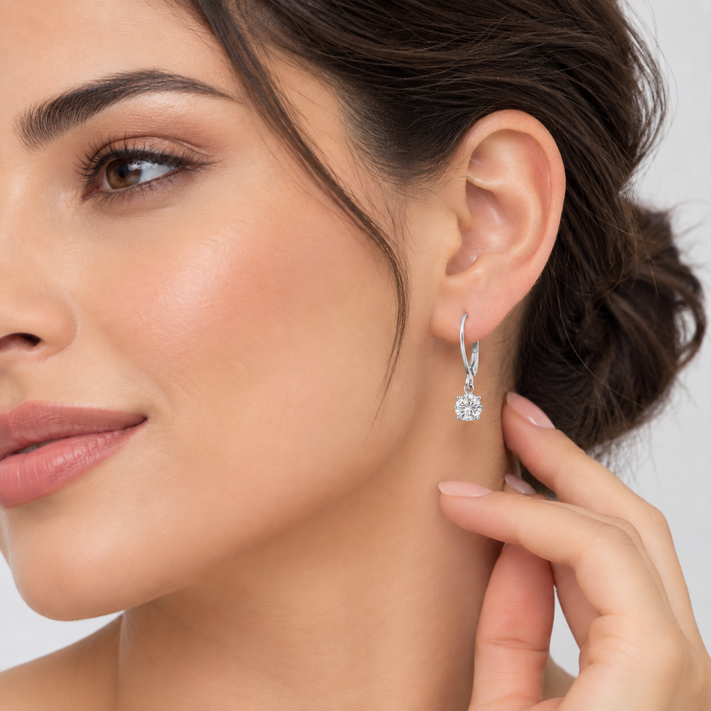 1 Ct. Lab Grown Diamond Round Dangle Earrings (EF/VVS-VS)