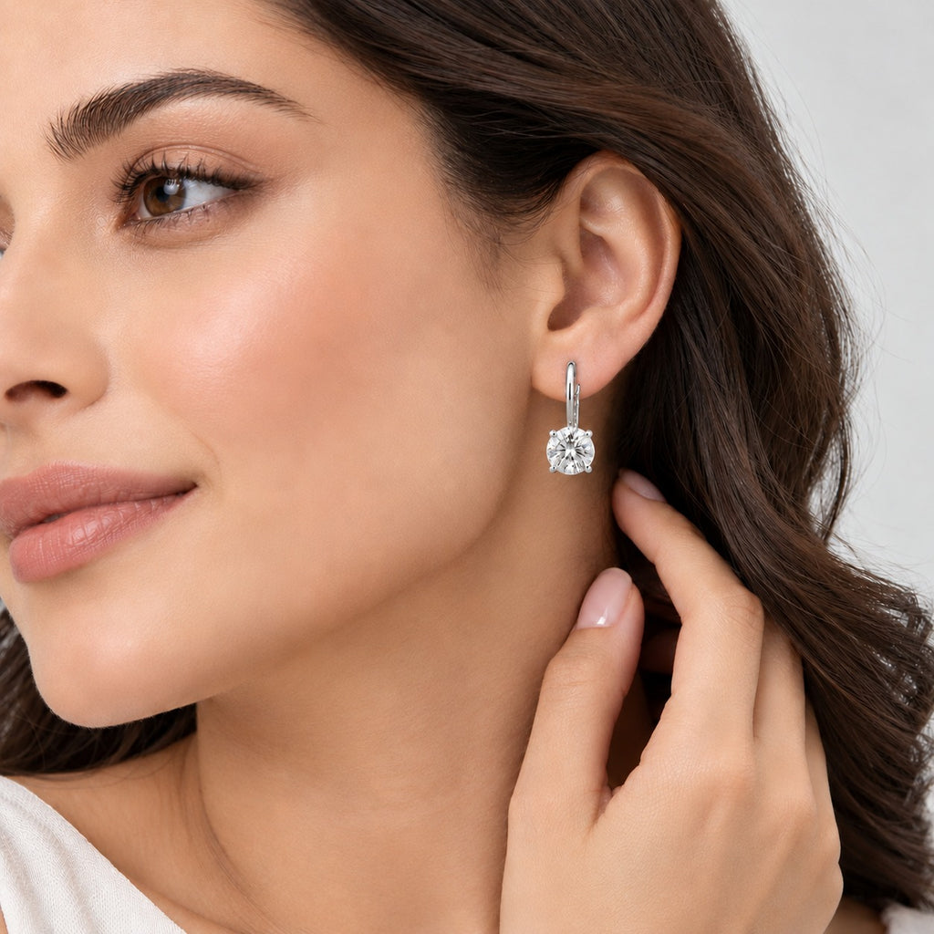 4 Ct. Lab Grown Diamond Round Cut Dangle Earrings (VS-EF)
